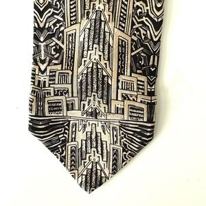Vintage Art Deco Silk Tie Empire State Classic Preppy Business Christine Desiree